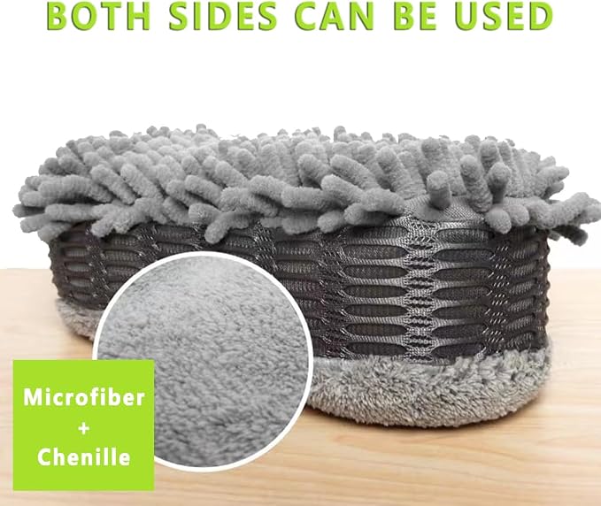 2 Pack Microfiber Car Wash Sponge Chenille Non-Scratch for Wax Sealant Conditioner Application Car Detailing, Compatible with Cars Trucks Motorcycles Essential Auto Cleaning Washing Kit Supplies