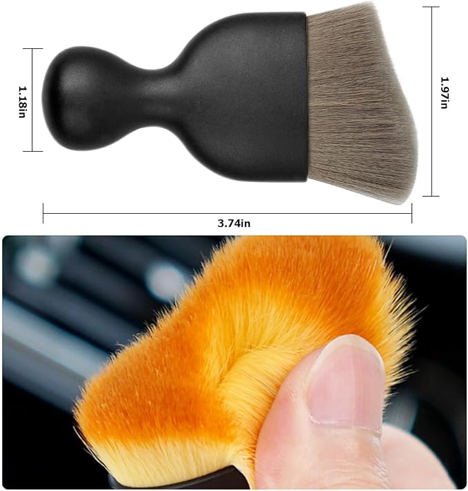 Blilo Car Interior Detailing Brush, Auto Soft Hair Cleaning Brushes, Scratch Free Curved Dirt Dust Collectors, Removal Tool for Vehicle Dashboard Air Conditioner Vents Leather (Grey/1PCS)