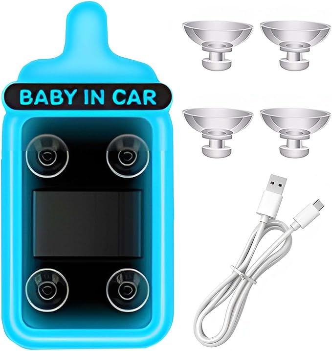 Car LED Ambient Light - Baby Bottle Design for Side and Rear Windows, 6 Modes, Solar Powered, Auto On/Off, 500mAh, Car Gift (Blue)
