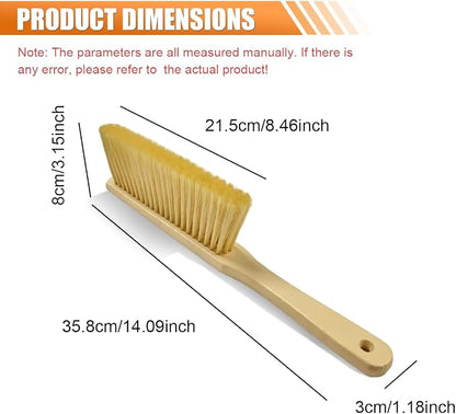 Wooden Auto Interior Dust Brush, Long Handle Car Detailing Brush, Multipurpose Automotive Soft Duster for Dashboard, Workshop, Air Vent, Skylight (Yellow)