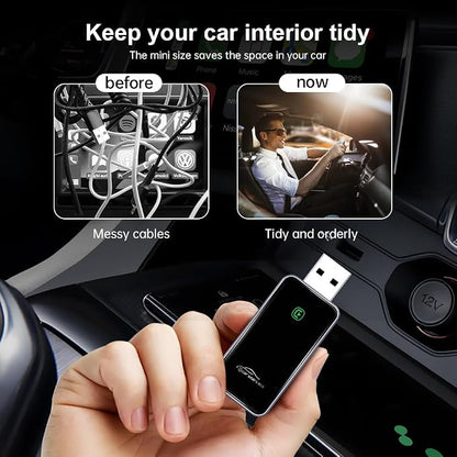 Wireless CarPlay Adapter for iPhone, CarPlay Dongle Converts Wired to Wireless Carplay, Plug & Play Mini Size CarPlay Adapter Compatible with iOS 10+, Bluetooth 2.4GHz and Wi-Fi 2.4+5.8GHz