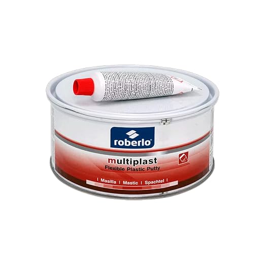 Roberlo Multiplast Lightweight Body Filler + Hardener | Professional Auto Body Repair Kit for Plastic & Metal | Fast Drying, Easy Sanding, Smooth Finish