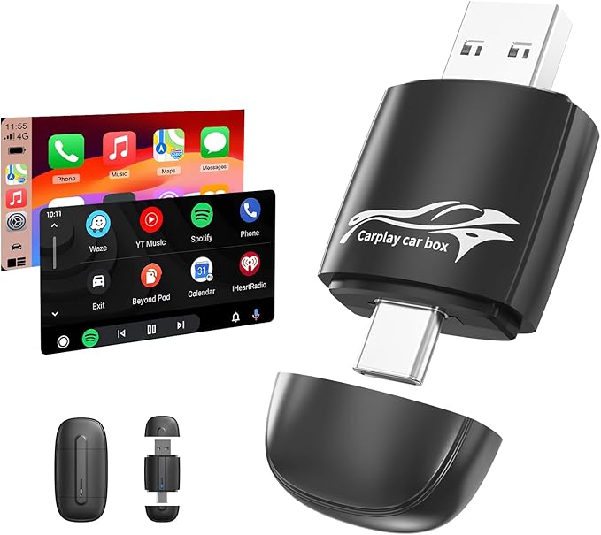 Wireless CarPlay Adapter for Apple, Convert Wired to Wireless Apple Car Play Adapter, Compatible with iOS 10+ and 2017+ Cars, Play and Plug, Stable Connection