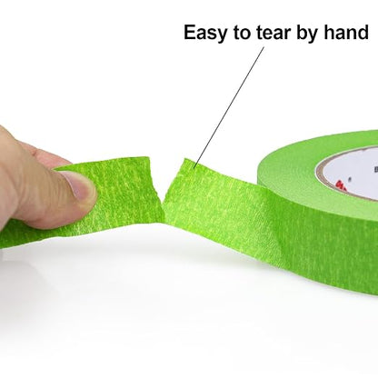 BOMEI PACK Painters Tape - Painting Tape for Car Paint Green - 1 inch x 60 Yards Paint Tape for Walls Painting, Automotive, Labeling, DIY Crafting, Decoration and School Projects, 6 Pack