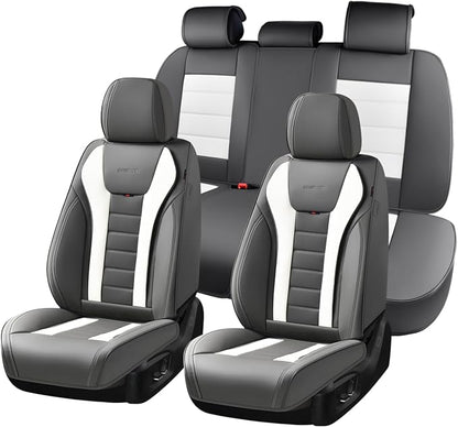 Coverado Car Seat Covers Full Set, Seat Covers for Cars, Front Seat Covers and Back Seat Cover Waterproof Leather Automotive Seat Cover, Universal Car Interior Protectors Cushion for Most Cars