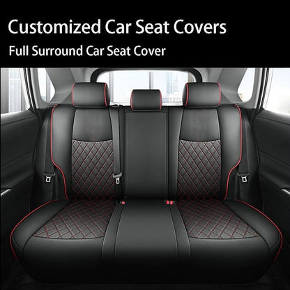 Custom Fit RAV4 Car Seat Covers for Select Toyota RAV4 2019 2020 2021 2022 2023 2024 2025 LE,XLE,XLE Premium,Limited - Full Set,Leather (Red Check)