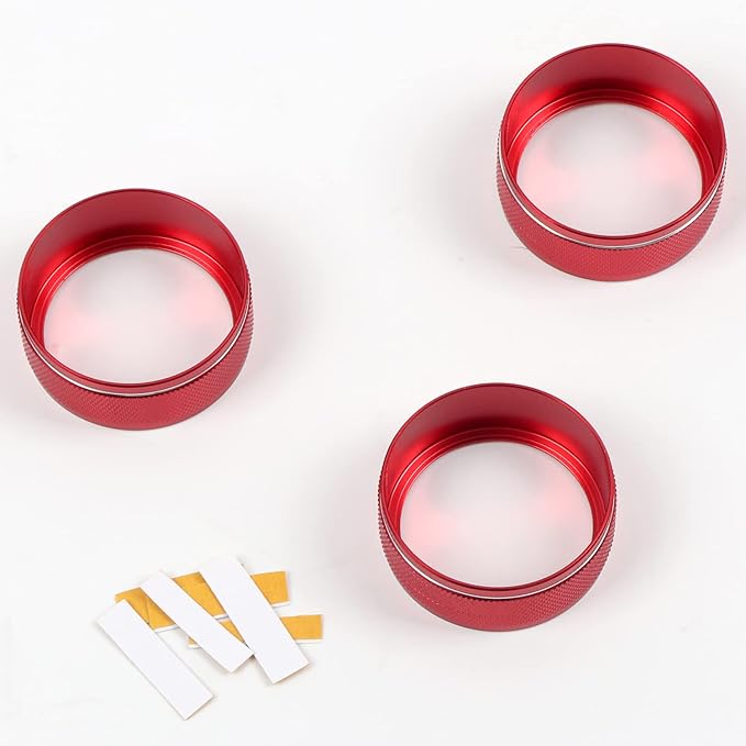 HIGH FLYING for Subaru WRX STI 2015-2021/Forester 2014-2018/XV Crosstrek 2013-2017 Car Center Console A/C Air Control Switch Ring Trim Aluminum Alloy Red 3pcs