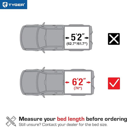 Tyger Auto T1 Soft Roll Up Truck Bed Tonneau Cover Compatible with 2015-2018 Chevy Colorado / GMC Canyon | Fleetside 6'2" Bed (74") | TG-BC1C9013 , Black