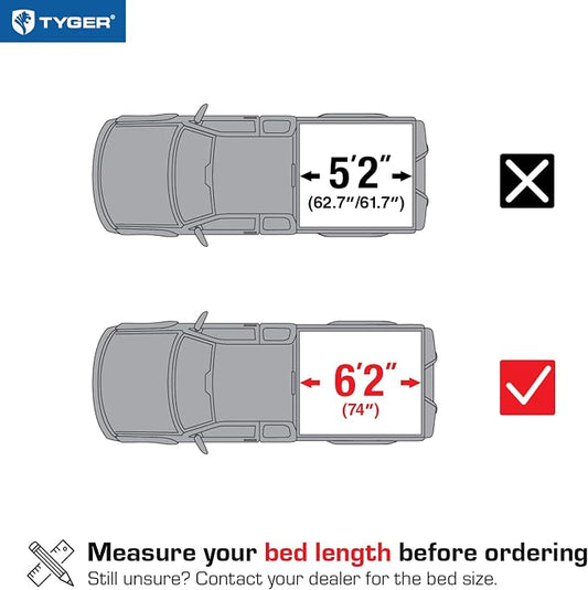 Tyger Auto T1 Soft Roll Up Truck Bed Tonneau Cover Compatible with 2015-2018 Chevy Colorado / GMC Canyon | Fleetside 6'2" Bed (74") | TG-BC1C9013 , Black