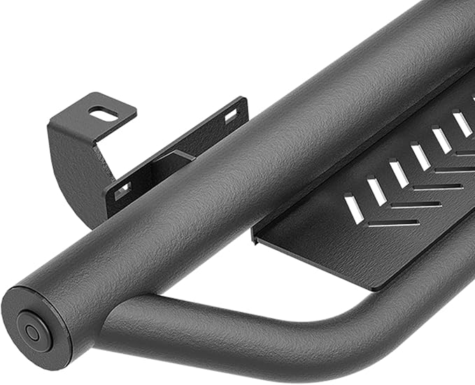 Running Boards Compatible with 2007-2018 Jeep Wrangler JK JKU Unlimited 4 Doors, Heavy-Duty Steel Nerf Bars Two Stairs Design Side Steps Bolt-on Step Plates Rock Sliders Rail