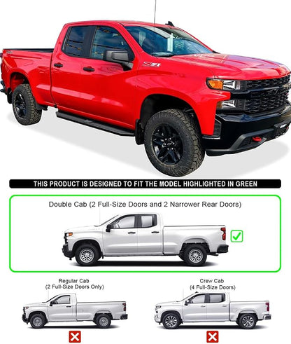 Tuxtreme Black Stainless Steel Running Boards Style Compatible with Silverado Sierra 1500 2019-2026 Extended Cab & 2500 3500 2020-2026 (Exclude 19 1500 LD)(Silverado 1500 LTD Sierra 1500 LD 2022)