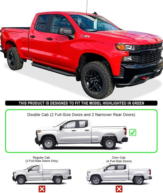 Tuxtreme Black Stainless Steel Running Boards Style Compatible with Silverado Sierra 1500 2019-2026 Extended Cab & 2500 3500 2020-2026 (Exclude 19 1500 LD)(Silverado 1500 LTD Sierra 1500 LD 2022)