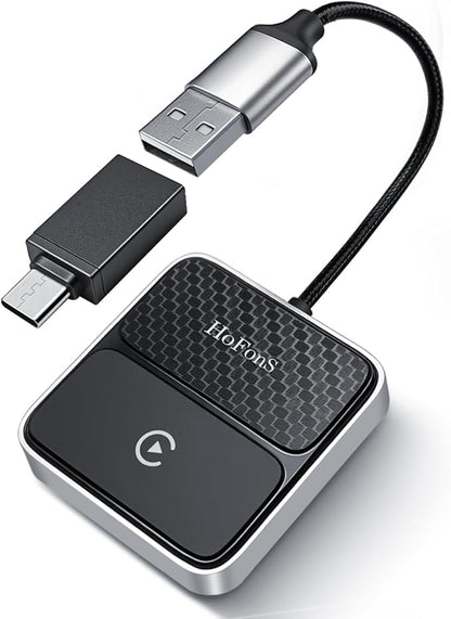 Wireless CarPlay Adapter for iPhone,Turns Factory Wired CarPlay to Wireless for Apple Car Play with USB Or USB-C | CarPlay Adapter Plug & Play Connect WiFi & Bluetooth for iPhone 6+ / iOS 10 +