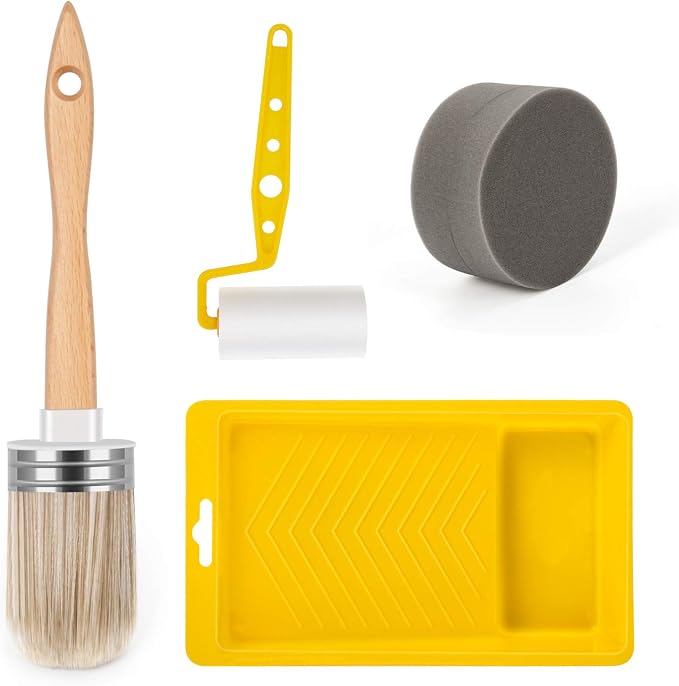 Tool Trio, Paint Brush, Roller, Sponge, All The Tools You Need to Apply Finish All in One Paint Yellow