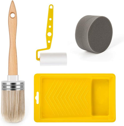 Tool Trio, Paint Brush, Roller, Sponge, All The Tools You Need to Apply Finish All in One Paint Yellow