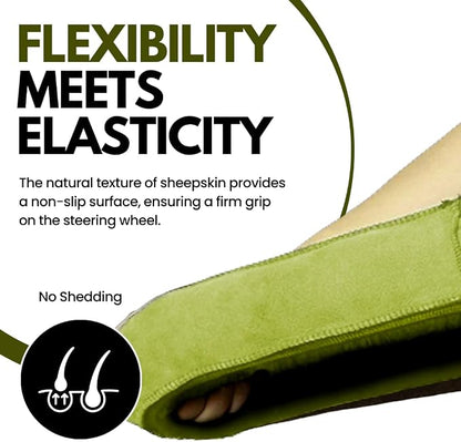Andalus Brands Luxury Fluffy Car Steering Wheel Covers – Genuine Merino Sheepskin, Soft Fuzzy Car Steering Wheel Cover for Women, Universal 14.5-15" Size, Plush Fur Cute Auto Accessories, Green