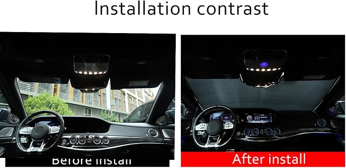 Windshield Sun Shade Compatible with Mercedes-Benz S-Class W221 2008-2013/W222 2014-2020 Foldable Front Windshield Sunshade Protector, Block UV Rays Keep Your Car Cooler