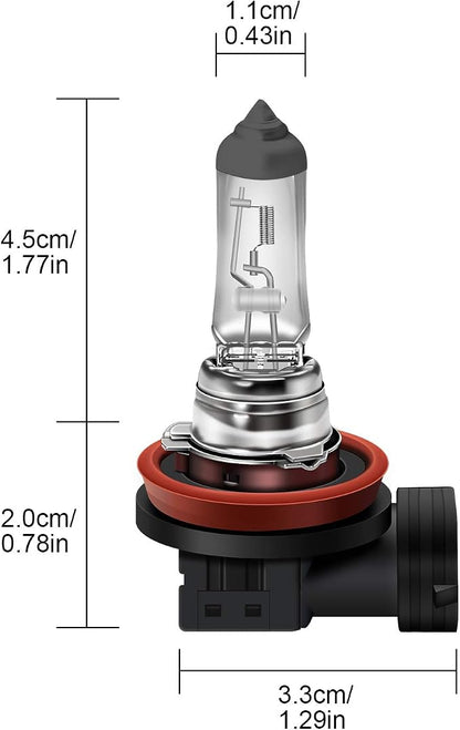 WinPower H8 Halogen Headlight Bulb, Super Bright Warm White 35W 4300K High Low Beam Fog Light Replacement Lamp, Pack of 2
