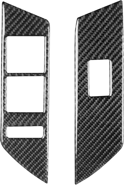 Premium Carbon Fiber Compatible with Ford Edge 2011-2014 2012 2013 SEL/Limited/SE/Sport Accessories Car Front Door Window Lift Switch Panel Cover Interior Trim Sticker Decal Black 2PCS