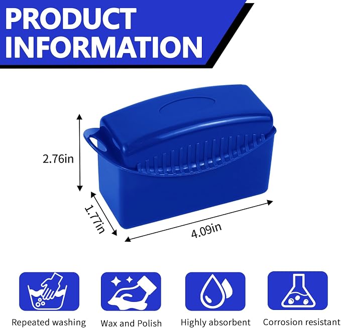 2PCS Tire Dressing Applicator, Car Tire Applicator Dressing Shine Sponge, Reusable Tire Dressing Applicator Pads with Lid, Wheel Applicator Foam for Car Detailing Cleaning (Blue)