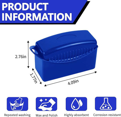 2PCS Tire Dressing Applicator, Car Tire Applicator Dressing Shine Sponge, Reusable Tire Dressing Applicator Pads with Lid, Wheel Applicator Foam for Car Detailing Cleaning (Blue)