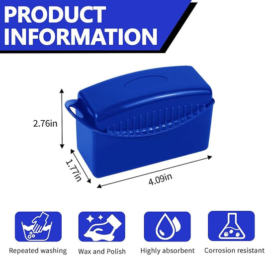 2PCS Tire Dressing Applicator, Car Tire Applicator Dressing Shine Sponge, Reusable Tire Dressing Applicator Pads with Lid, Wheel Applicator Foam for Car Detailing Cleaning (Blue)