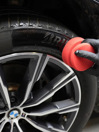 SPTA Tire Shine Applicator, 6Pcs Foam Applicator Pads, Round Shape Side Pressing Hand Polishing Sponge Pads Kit Tire Shine Applicator Pad Tire Dressing Applicator Pad for Applying Tire Shine