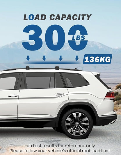 JOYTUTUS Lockable Roof Rack Cross Bars Compatible with Volkswagen VW Atlas 2017-2026 with Raised Side Rails (Not Fit Cross Sport), Heavy Duty Aluminum Anti-Theft Roof Rails Crossbars Luggage Racks