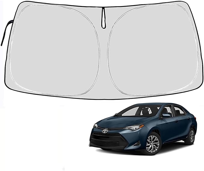 Toyota Corolla Windshield Sun Shade Cover for 2014-2023 Toyota Corolla 4-Layers Front Window Shade 240T Sunshade Sun Visor Protector Foldable Blocks UV Rays (Not for Corolla Cross) (2014–2023 Corolla)