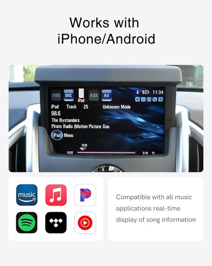Car Bluetooth Adapter Compatible for 2010-2012 Cadillac SRX with USB Port,High-Resolution Audio Bluetooth Receiver iPod Music Sourse