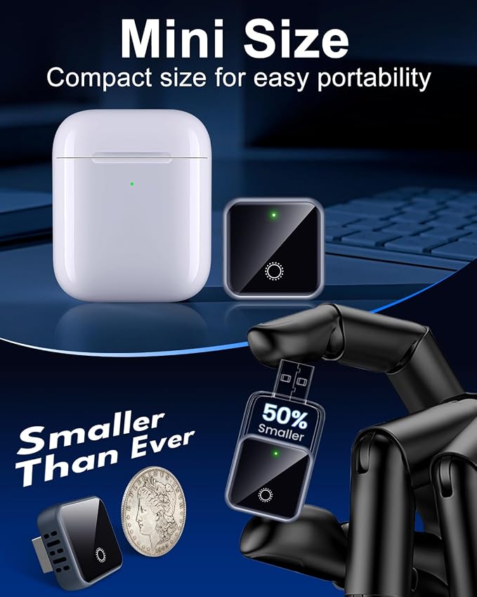 𝟐𝟎𝟐𝟓 𝐔𝐩𝐠𝐫𝐚𝐝𝐞𝐝 Wireless CarPlay Adapter for Apple iPhone iOS 10+,USB/USB C Mini Design for Convert Wired to Wireless Car Play Adapter,Plug and Play Stable No Latency from iPhone to Screen