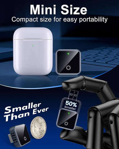 𝟐𝟎𝟐𝟓 𝐔𝐩𝐠𝐫𝐚𝐝𝐞𝐝 Wireless CarPlay Adapter for Apple iPhone iOS 10+,USB/USB C Mini Design for Convert Wired to Wireless Car Play Adapter,Plug and Play Stable No Latency from iPhone to Screen