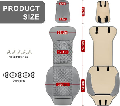 BEITK 2 Pack Leather Front Seat Covers, Universal Sideless Car Seat Protectors, Waterproof Automotive Seat Cover for Most Cars Trucks SUV(Gray)