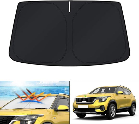 KUST Windshield Sun Shade for 2021 2022 2023 2024 2025 2026 Kia Seltos Custom Fit Window Accessories Shade Sun Visor Protector Foldable Block UV Rays