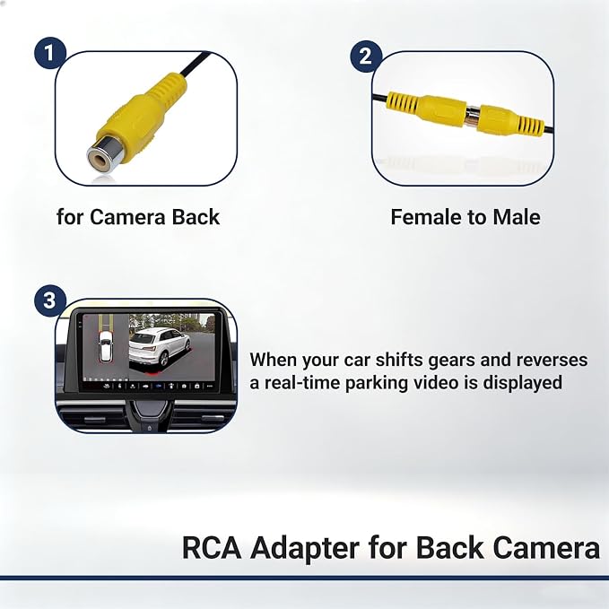 10 Pin Backup Camera Harness Adapter for Android Car Stereo Wiring Harness Connector, Rearview Input Adapter Plug Cable