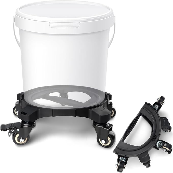 Upgraded Foldable Car Wash Bucket Dolly 5 Gallon with Wheels,360°Rolling Car Wash Buckets Dolly for Washing, Waxing, Removable Bucket Mover,Fits 3.5–5 Gallon Buckets,Supports Up to 265 lbs
