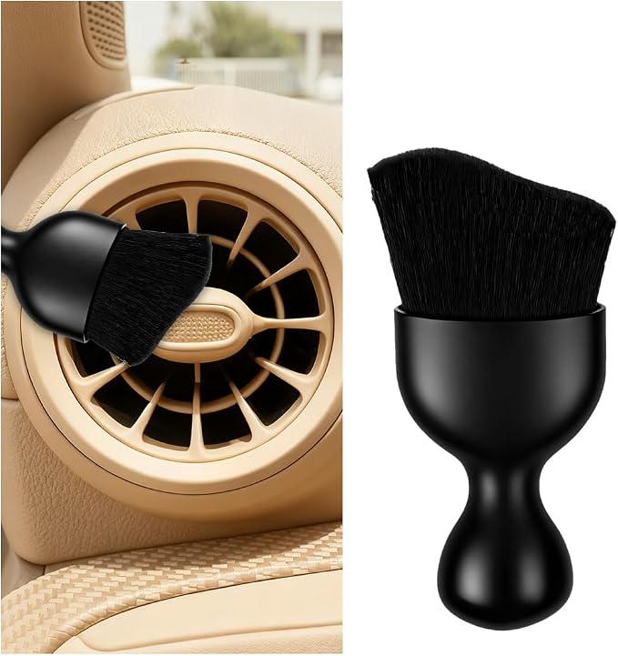 Car Interior Detailing Brush, Curved Soft Bristles Vehicle Removal Dust Collectors, Scratch-Free Automotive Cleaning Tool Accessories, Universal for Truck SUV Sedan (Black)