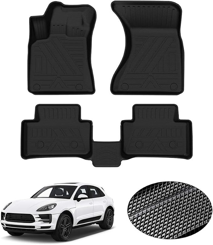 KUST Floor Mats for Porsche Macan 2014-2025 2026 All Weather Floor Liners 1st & 2nd Row Accessories Rubber High Side Black Non-Slip