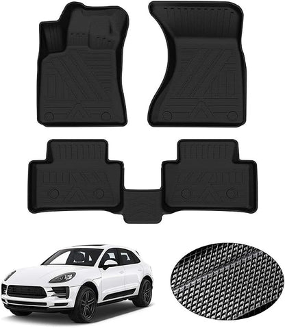 KUST Floor Mats for Porsche Macan 2014-2025 2026 All Weather Floor Liners 1st & 2nd Row Accessories Rubber High Side Black Non-Slip