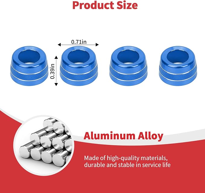 Linskip Aluminum Vent Knob Covers Compatible with Ford Bronco Sport 2021-2024, Dash Air Vent Knob Trim Kit for Bronco Sport Interior Accessories(Blue)