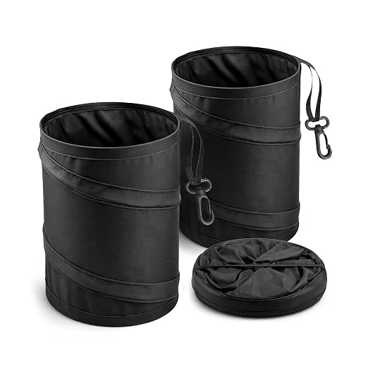 Mavoro 2 Pack, 1 Gallon Car Trash Can | Waterproof Collapsible Pop-Up Car Bin (2 Pack, 1 gal)