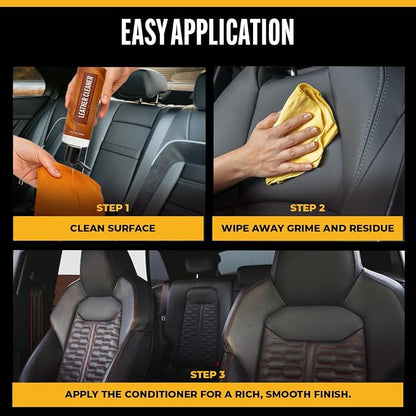 Legendary Leather Cleaner And Conditioner 16oz - Conditions, Cleans, & Protects Car Interior from UV - Multi Use Detailing Kit for Car Seats - Non-Greasy, Restores Leather