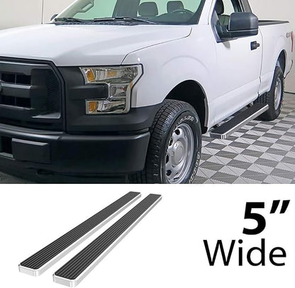 APS Running Boards 5 inches Compatible with Ford F150 2015-2026 Regular Cab & F-250 F-350 Super Duty 2017-2026 304 Stainless Steel (Nerf Bars Side Steps Side Bars)