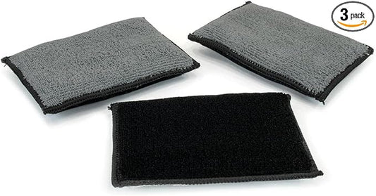 3PCS 5"×3" Car Interior Scrubbing Sponges, Microfiber Car Wash Sponges, Auto Detailing Scrub Pads, Interior Cleaning Sponges for Car Leather, Plastic, Vinyl, Upholstery (Gray Black)