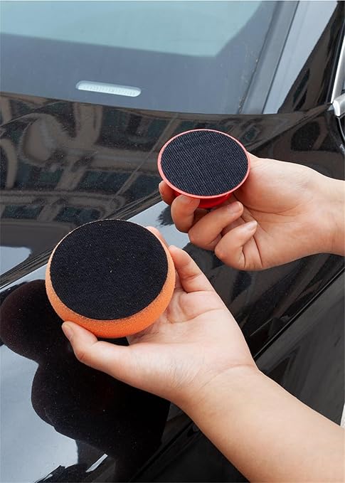 3pcs Polishing Tool Buffing Sponge Pads Waxing Pad with Handle Microfiber Wax Applicator Foam Applicator Pad Wax Applicator Pads for Cars Car Sponge Pads Manual Backplane