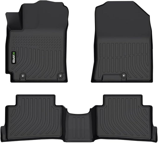 Floor Mats Custom for Hyundai Kona 2018-2023/ Kona N 2022-2023 (No Electric Models) All Weather Protection TPE Heavy Duty Automotive Floor Liners Fits Front& 2nd Row Full Set Accessories, Black
