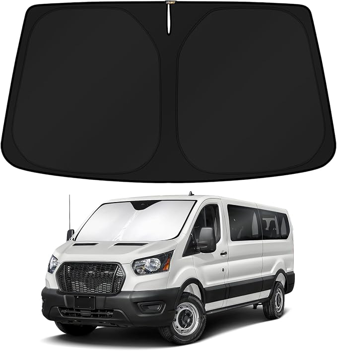 KUST Windshield Sun Shade for 2024 2025 2026 Ford Transit 350 Accessories Custom Fit Sunshade Sun Protector Foldable Blocks UV Rays Keep Cars Cooler