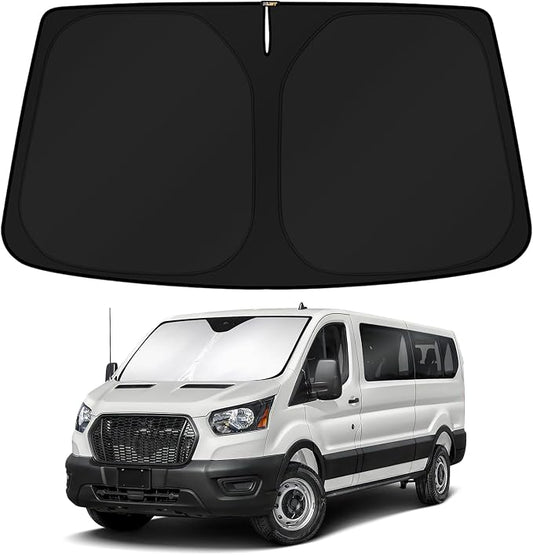 KUST Windshield Sun Shade for 2024 2025 2026 Ford Transit 350 Accessories Custom Fit Sunshade Sun Protector Foldable Blocks UV Rays Keep Cars Cooler