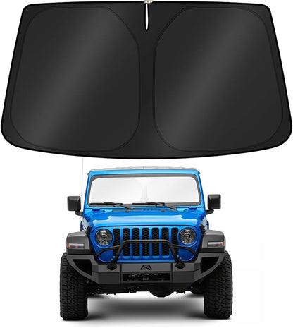 KUST Windshield Sun Shade for 2020-2025 2026 Jeep Gladiator(JT) Accessories,Sport,Sport S,Overland Rubicon Pickup(NO Sensor)Window Sunshade Sun Visor Protector Foldable Blocks UV Rays Keep Car Cooler