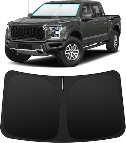 INSAUTO Custom Fit Windshield Sun Shade Accessories for Ford F150 2015-2020, Foldable Front Window Sunshade, UV & Heat Reflector, Keeps Interior Cool, Includes Storage Bag